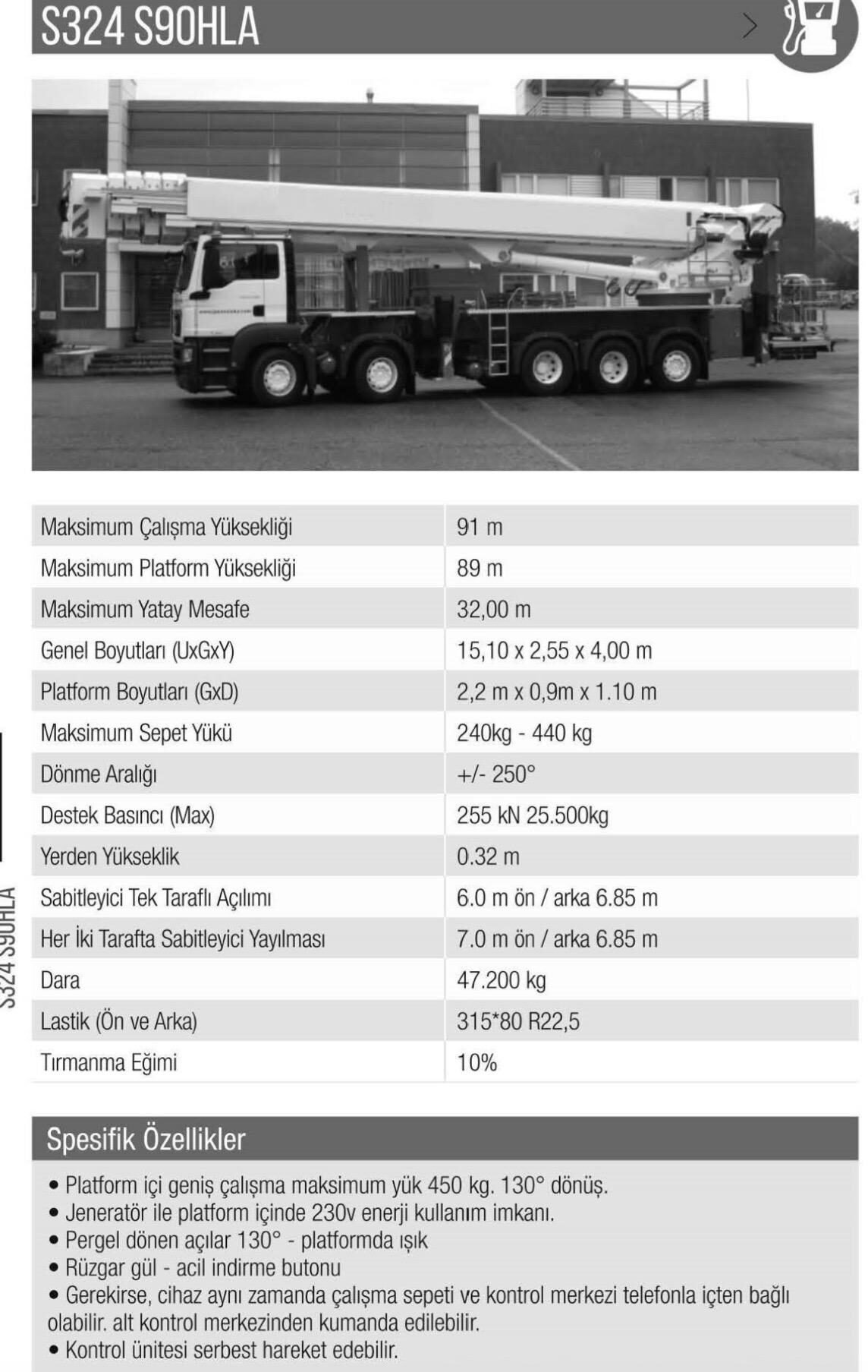 Bronto Skylift S90HLA teknik şeması